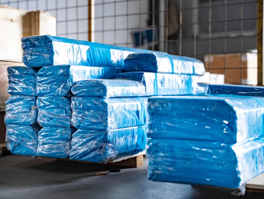 Tools wrapped in protective film for export