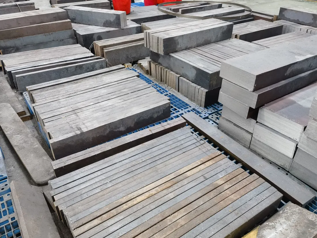 Certified 42CrMo steel stock in the raw material area